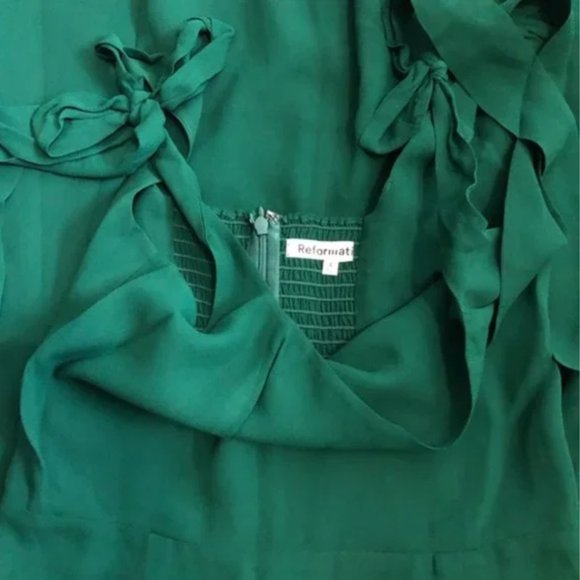 BEST Reformation Twilight Midi Dress - Emerald Green Cocktail Party Wedding - Picture 8 of 10
